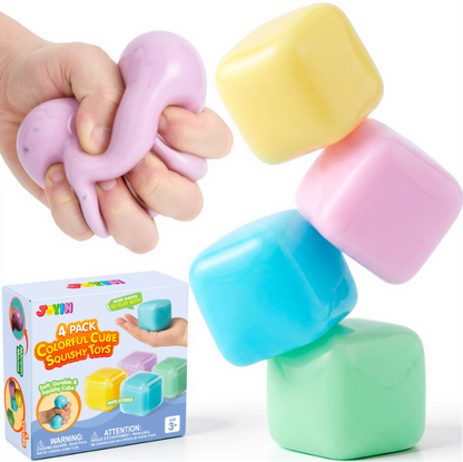 4-Piece Desk Squishy Stress Relief Toy Set - Pink, Purple, Blue & Green