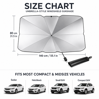 Foldable Windshield Sunshade, Universal Fit, Silver, product image 3