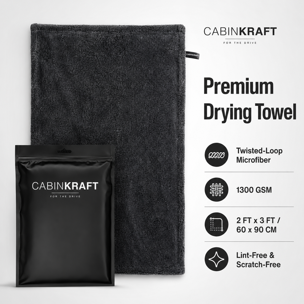 Twisted-Loop Microfiber Drying Towel, 1300 GSM, product image 10